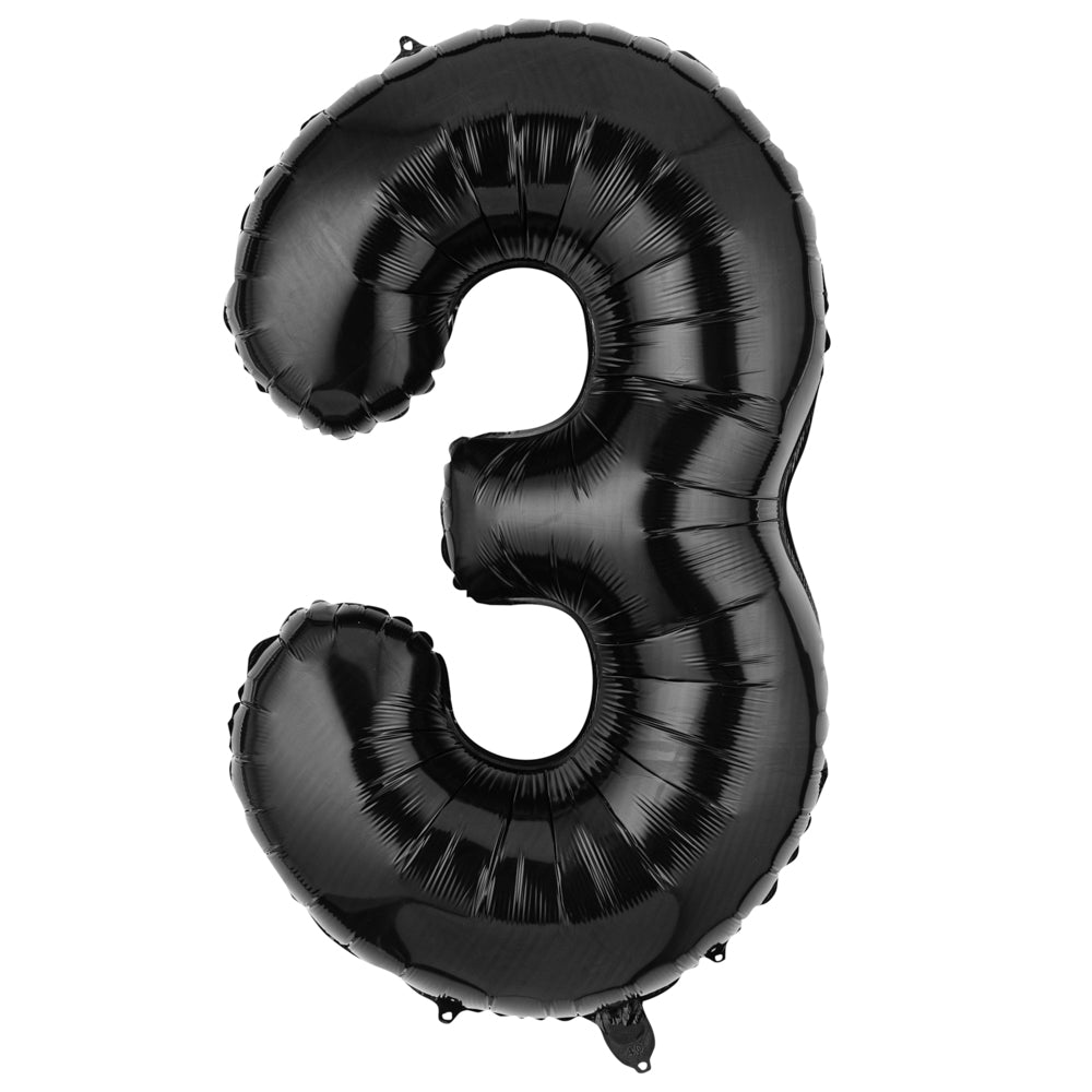 Balloonify Black Mylar Number 3 Balloon - 40" - 1 count box