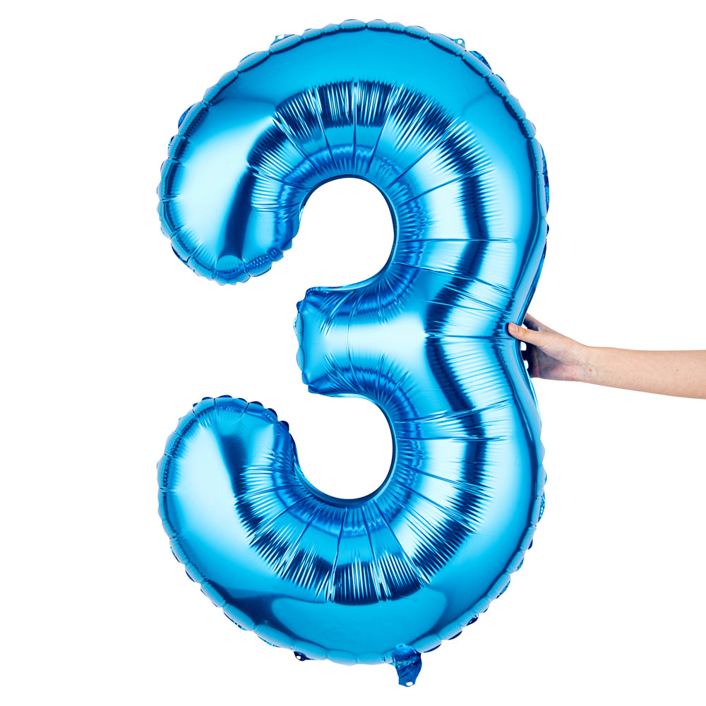 Balloonify Blue Mylar Number 3 Balloon - 40" - 1 count box