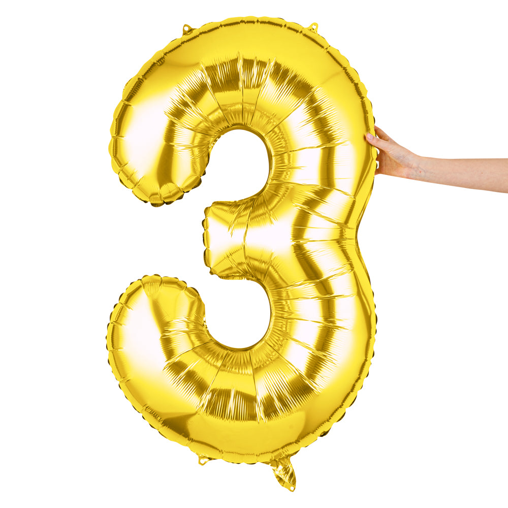 Balloonify Gold Mylar Number 3 Balloon - 40" - 1 count box