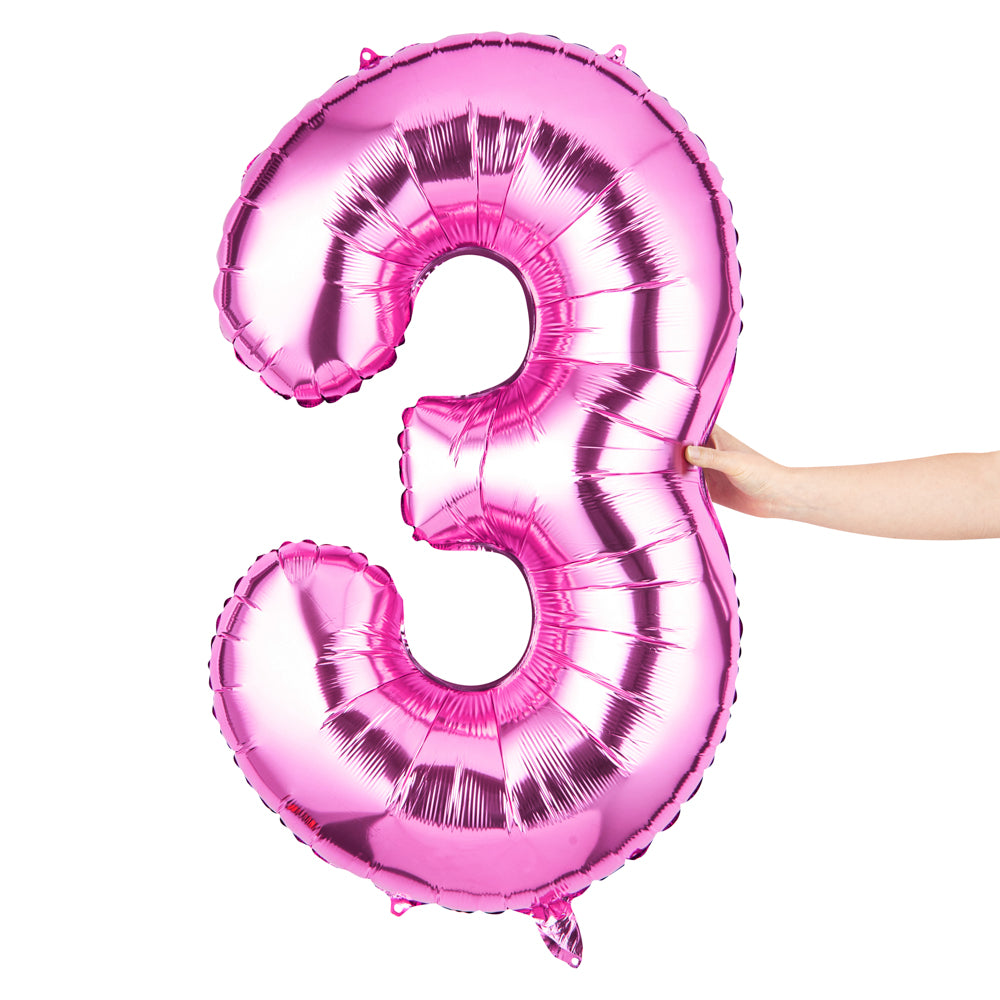 Balloonify Pink Mylar Number 3 Balloon - 40" - 1 count box