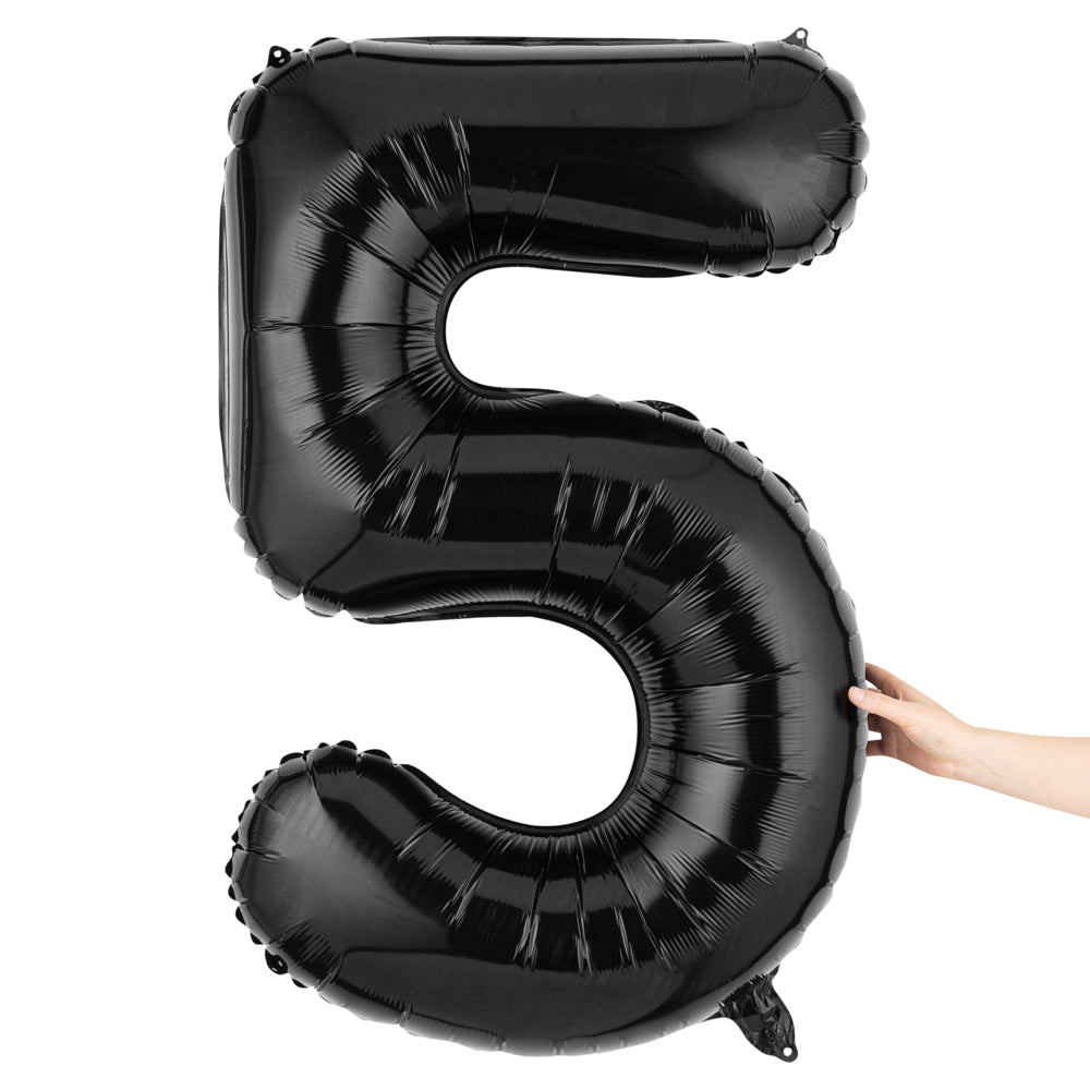 Balloonify Black Mylar Number 5 Balloon - 40" - 1 count box