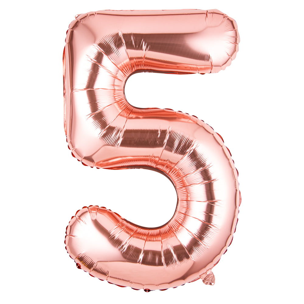 Balloonify Rose Gold Mylar Number 5 Balloon - 40" - 1 count box