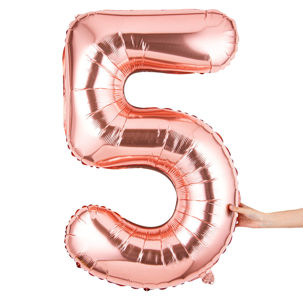 Balloonify Rose Gold Mylar Number 5 Balloon - 40" - 1 count box