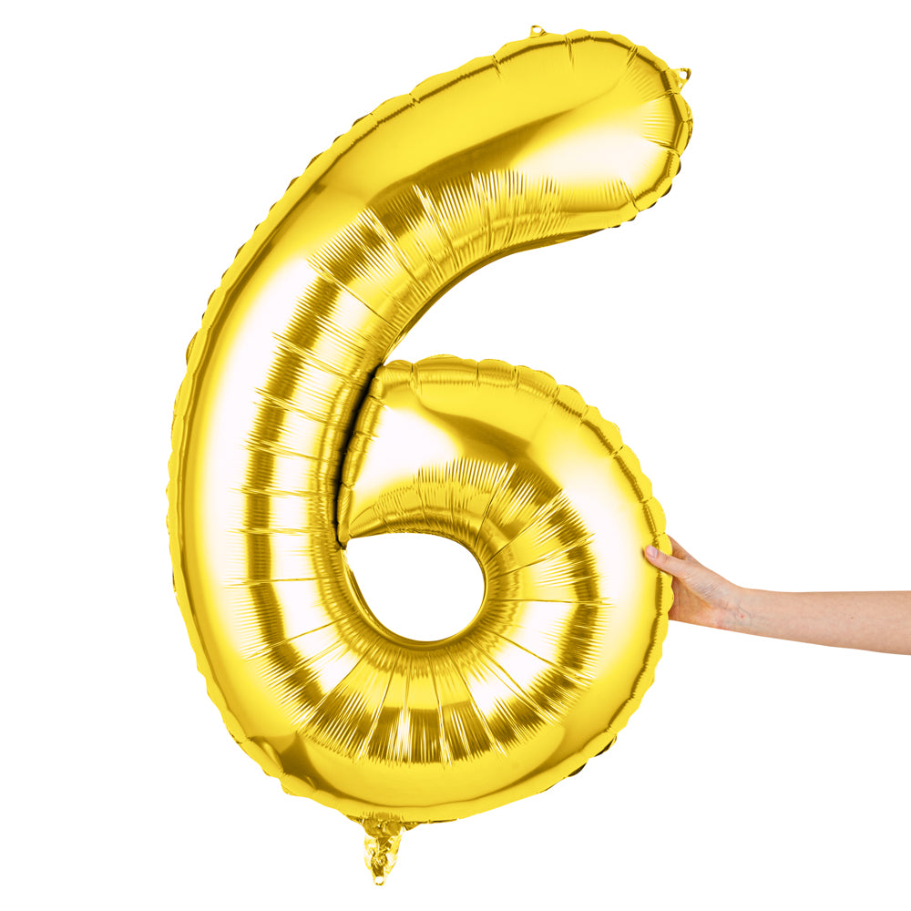 Balloonify Gold Mylar Number 6 Balloon - 40" - 1 count box