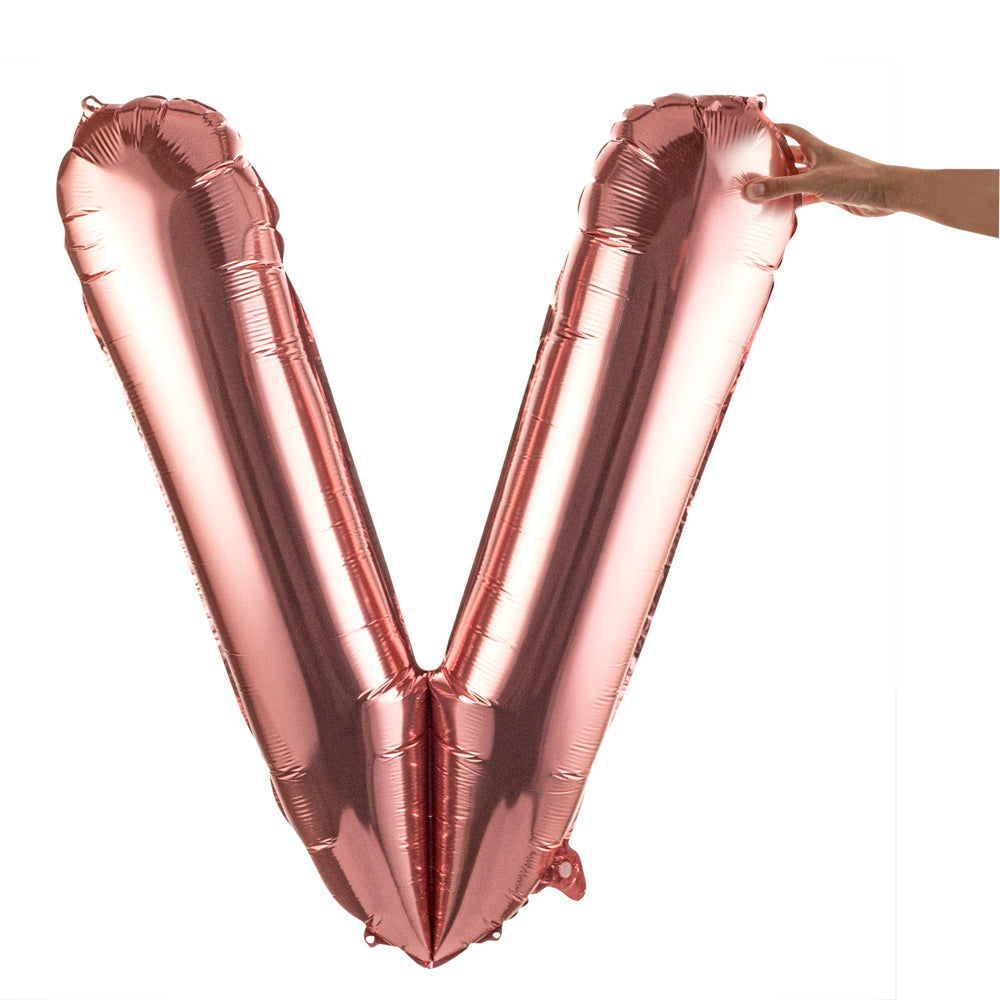 Balloonify Rose Gold Mylar Letter V Balloon - 40" - 1 count box