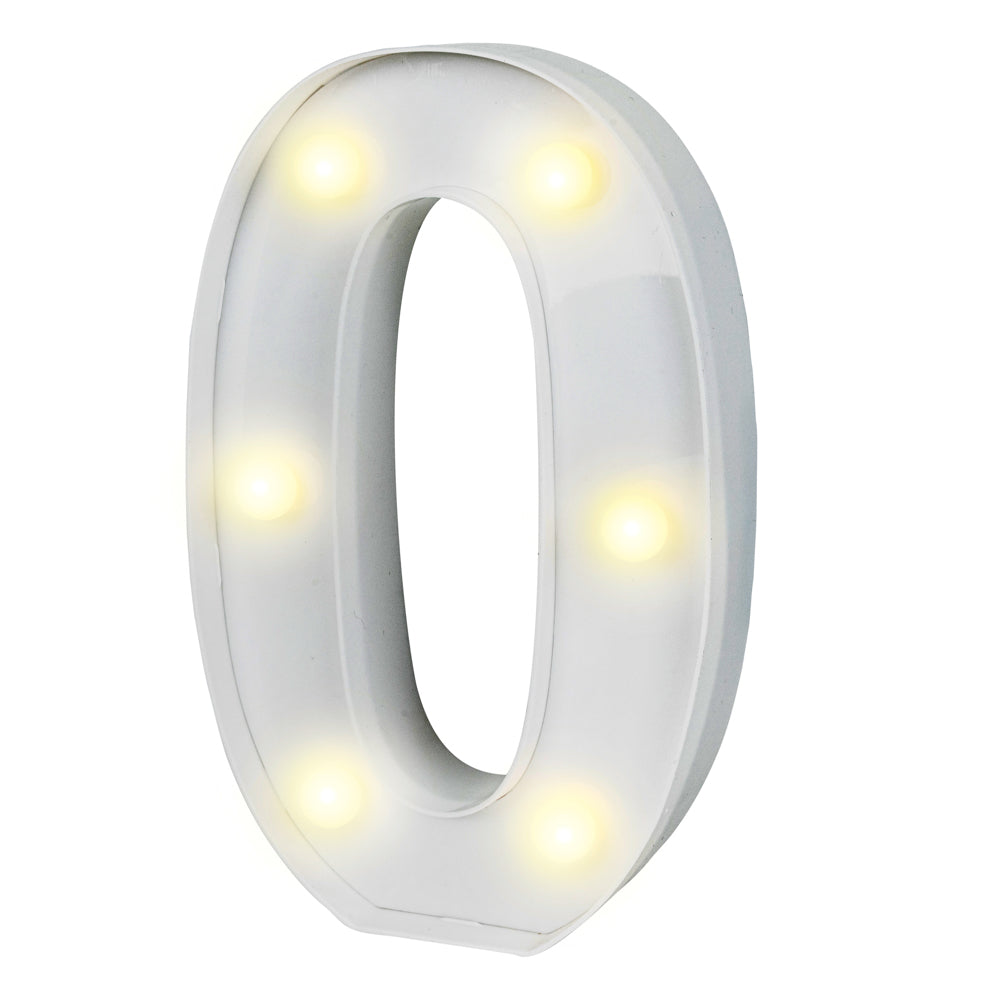 Illumify White LED Marquee Number 0 Sign - 8 3/4" - 1 count box