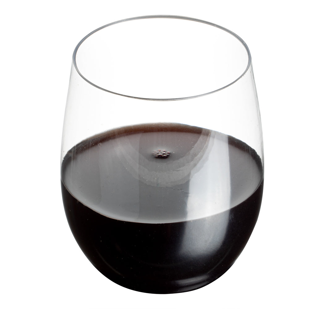 Bev Tek 12 oz Clear Plastic Stemless Wine Glass - 3 1/4" x 3 1/4" x 3 1/2" - 10 count box