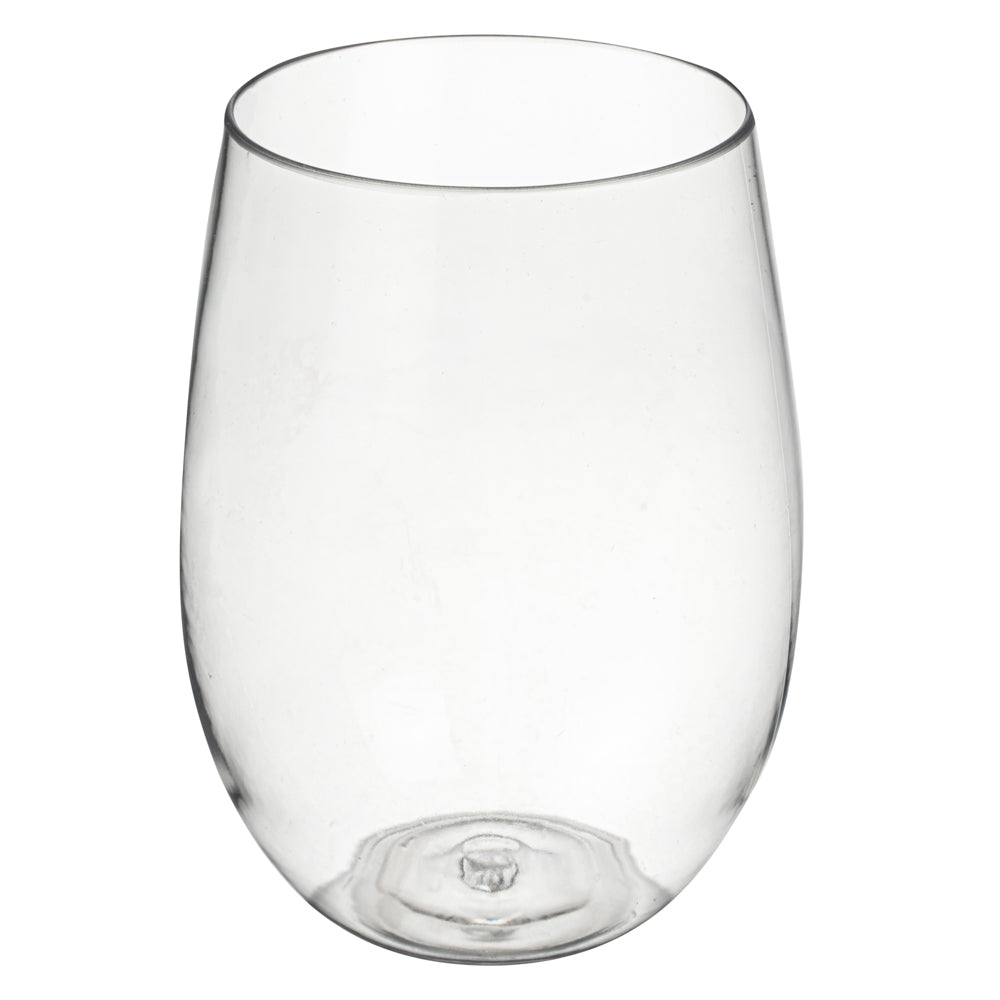 Bev Tek 16 oz Clear Plastic Stemless Wine Glass - 3 1/4" x 3 1/4" x 4 1/2" - 10 count box