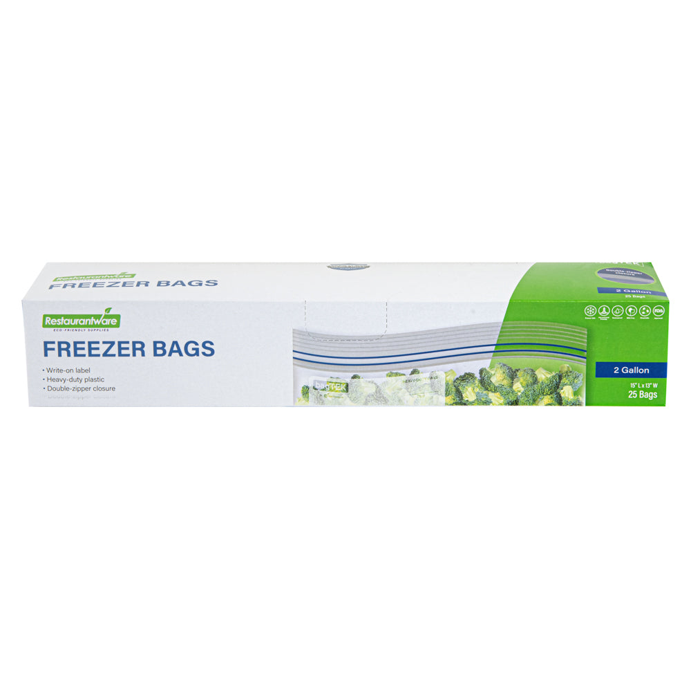 Bag Tek 2 gal Clear Plastic Freezer Bag - Double Zipper, Write-On Label, BPA-Free - 15" x 13" - 1000 count box