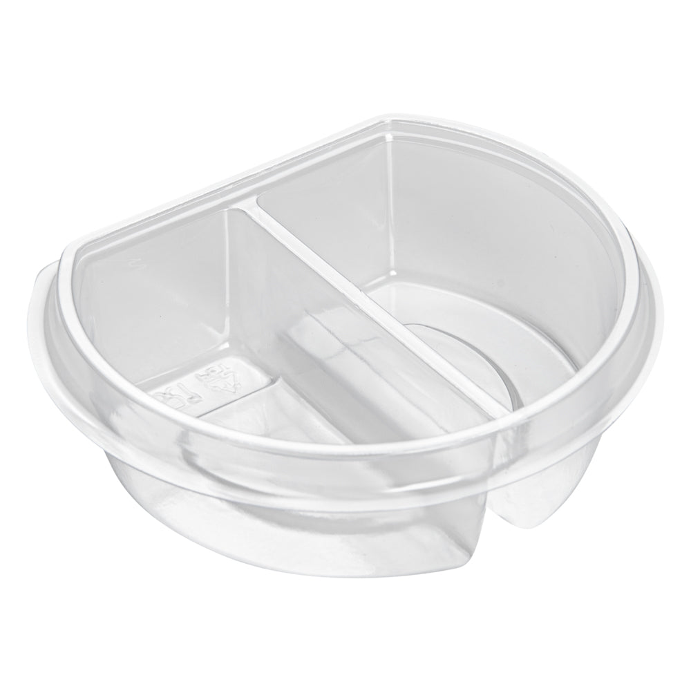 Tamper Tek 4 oz Clear Plastic Insert - Fits 11 oz Parfait Cup, 2 Compartments - 3 3/4" x 3 1/4" x 1 1/4" - 100 count box