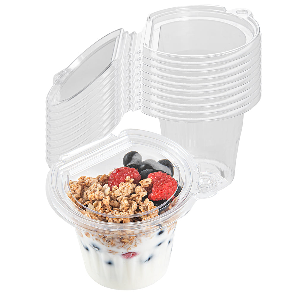 Tamper Tek 11 oz Clear Plastic Parfait Cup - with Lid, Tamper-Evident - 4 1/4" x 4 1/4" x 3 1/2" - 100 count box