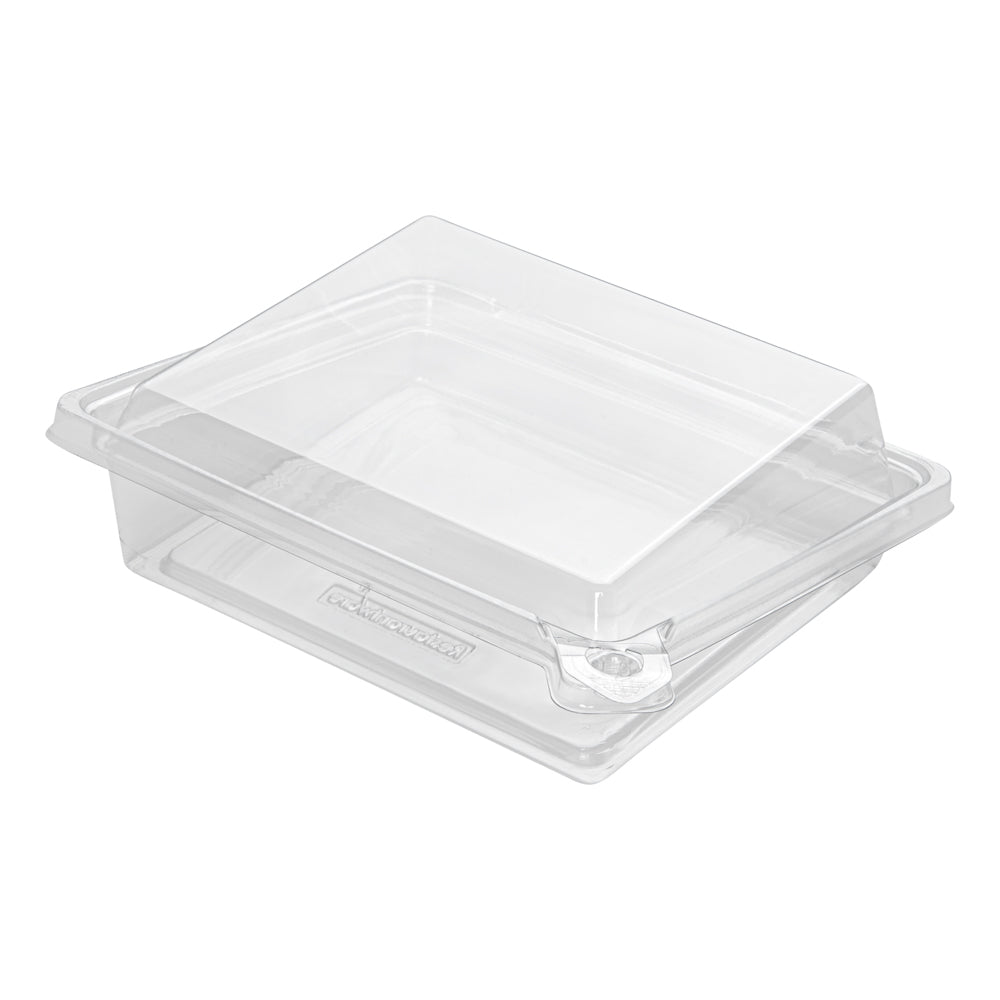 Tamper Tek Rectangle Clear Plastic Sandwich / Pinwheel Container - with Lid, Tamper-Evident - 6 3/4" x 5 3/4" x 1 3/4" - 100 count box