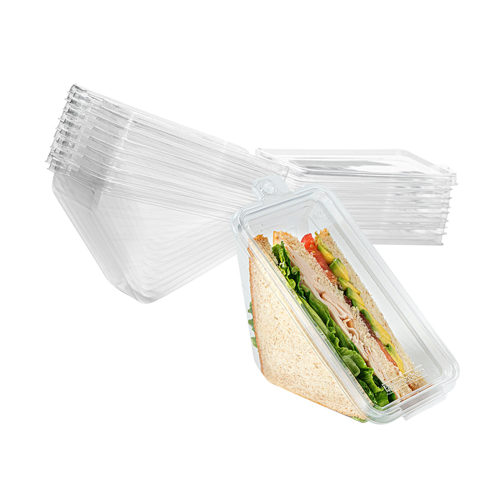 Tamper Tek Triangle Clear Plastic Sandwich Container - with Lid, Tamper-Evident - 7 1/4" x 4" x 3 1/2" - 100 count box