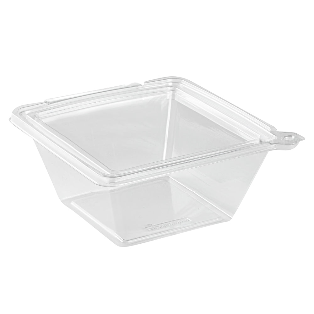 Tamper Tek 48 oz Square Clear Plastic Salad Bowl - with Lid, Tamper-Evident - 7 1/2" x 7 1/4" x 3 1/4" - 100 count box