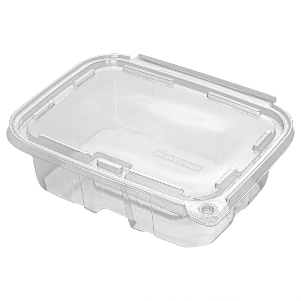 Tamper Tek 20 oz Rectangle Clear Plastic Salad Container - with Lid, Tamper-Evident - 7 1/4" x 5 1/2" x 2" - 100 count box