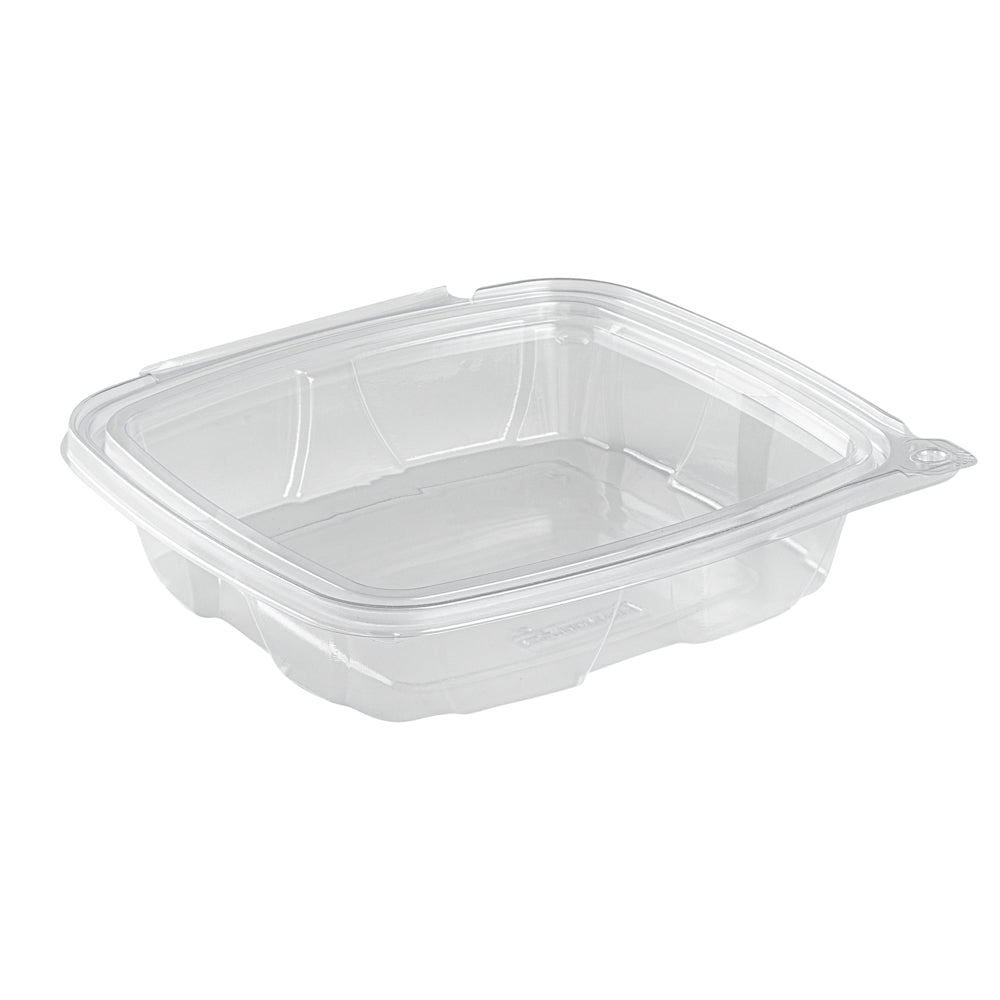 Tamper Tek 48 oz Rectangle Clear Plastic Salad Container - with Lid, Tamper-Evident - 8 3/4" x 7 3/4" x 1 3/4" - 100 count box