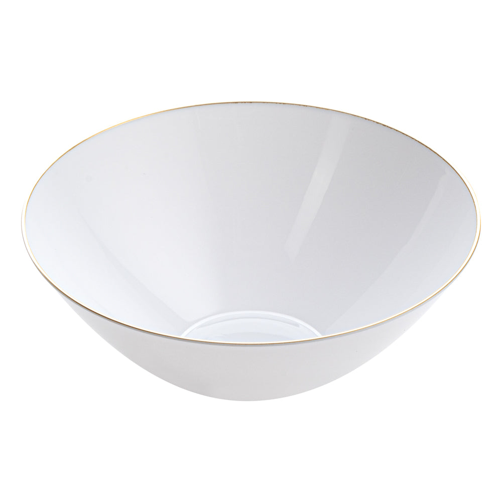 Moderna 6 oz Round White Plastic Gold-Rimmed Bowl - 4 3/4" x 4 3/4" x 1 3/4" - 100 count box