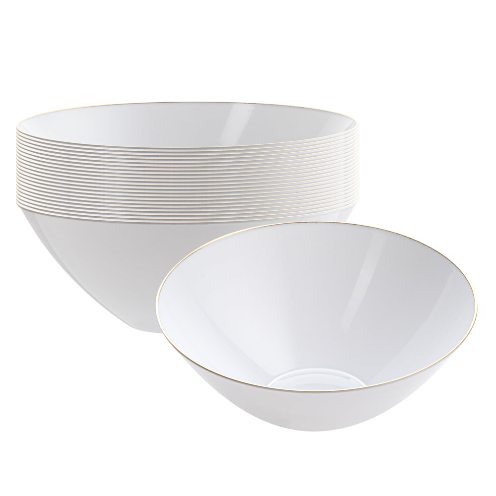 Moderna 6 oz Round White Plastic Gold-Rimmed Bowl - 4 3/4" x 4 3/4" x 1 3/4" - 100 count box