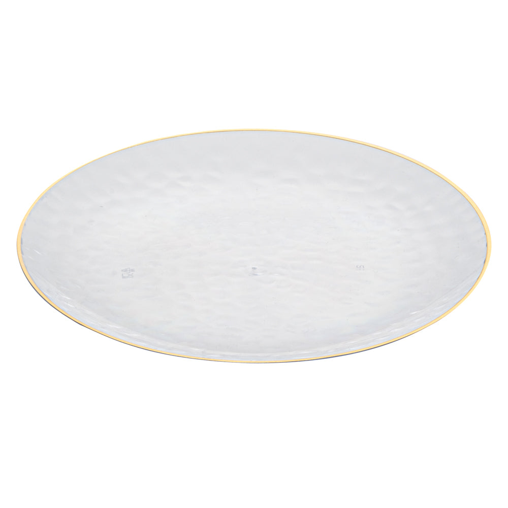 Moderna Round Clear Plastic Gold-Rimmed Plate - Hammered - 7 1/2" x 7 1/2" x 1/2" - 200 count box