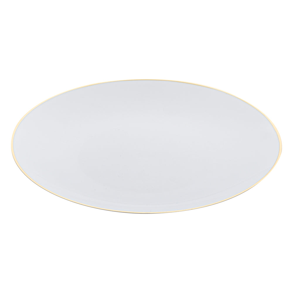 Moderna Round White Plastic Gold-Rimmed Plate - 7 1/2" x 7 1/2" x 1/2" - 200 count box