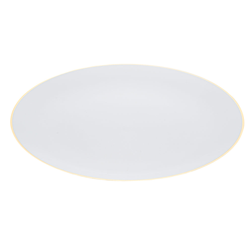 Moderna Round White Plastic Gold-Rimmed Plate - 10" x 10" x 3/4" - 200 count box