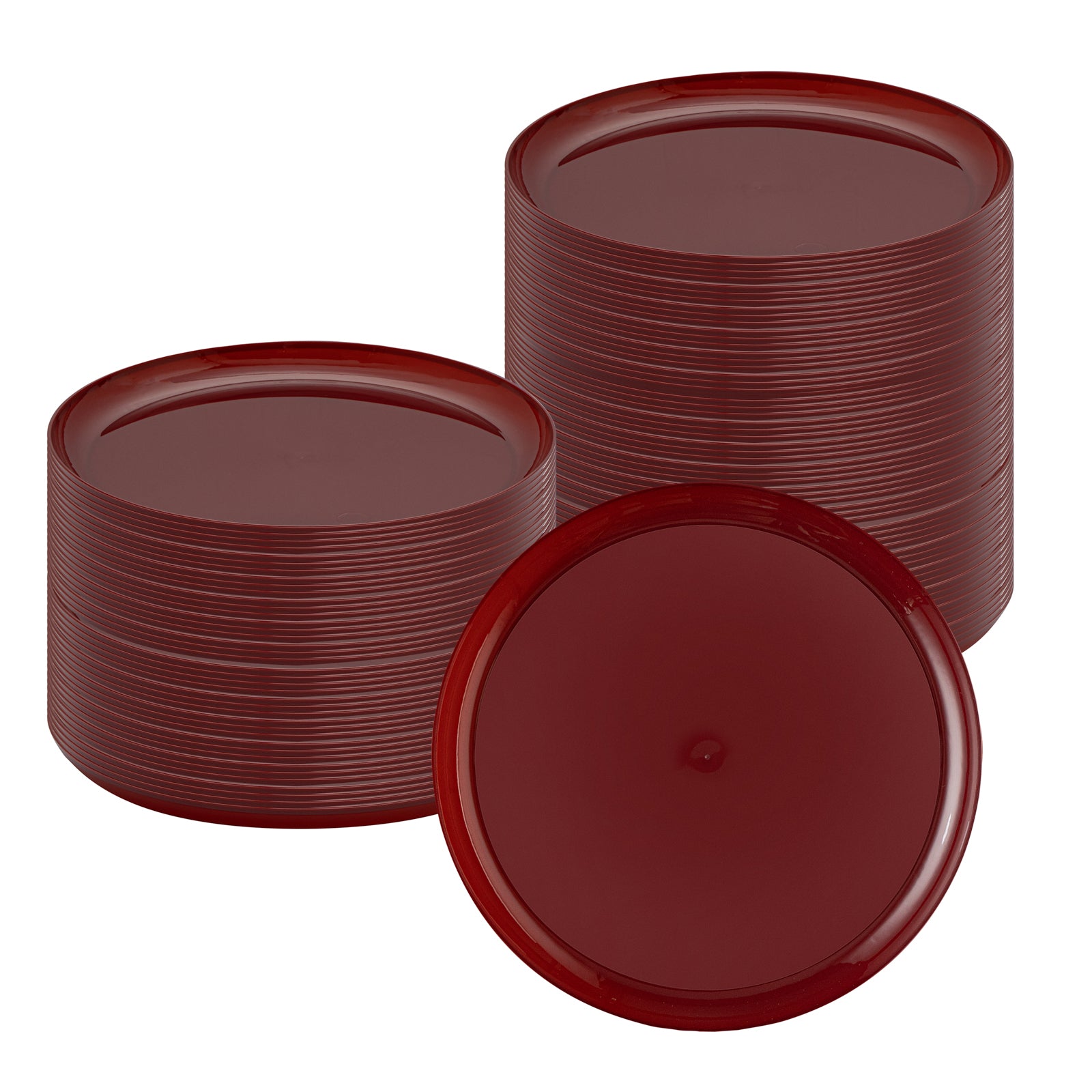 Moderna Round Burgundy Plastic Plate - 8 1/2" x 8 1/2" x 1/2" - 200 count box