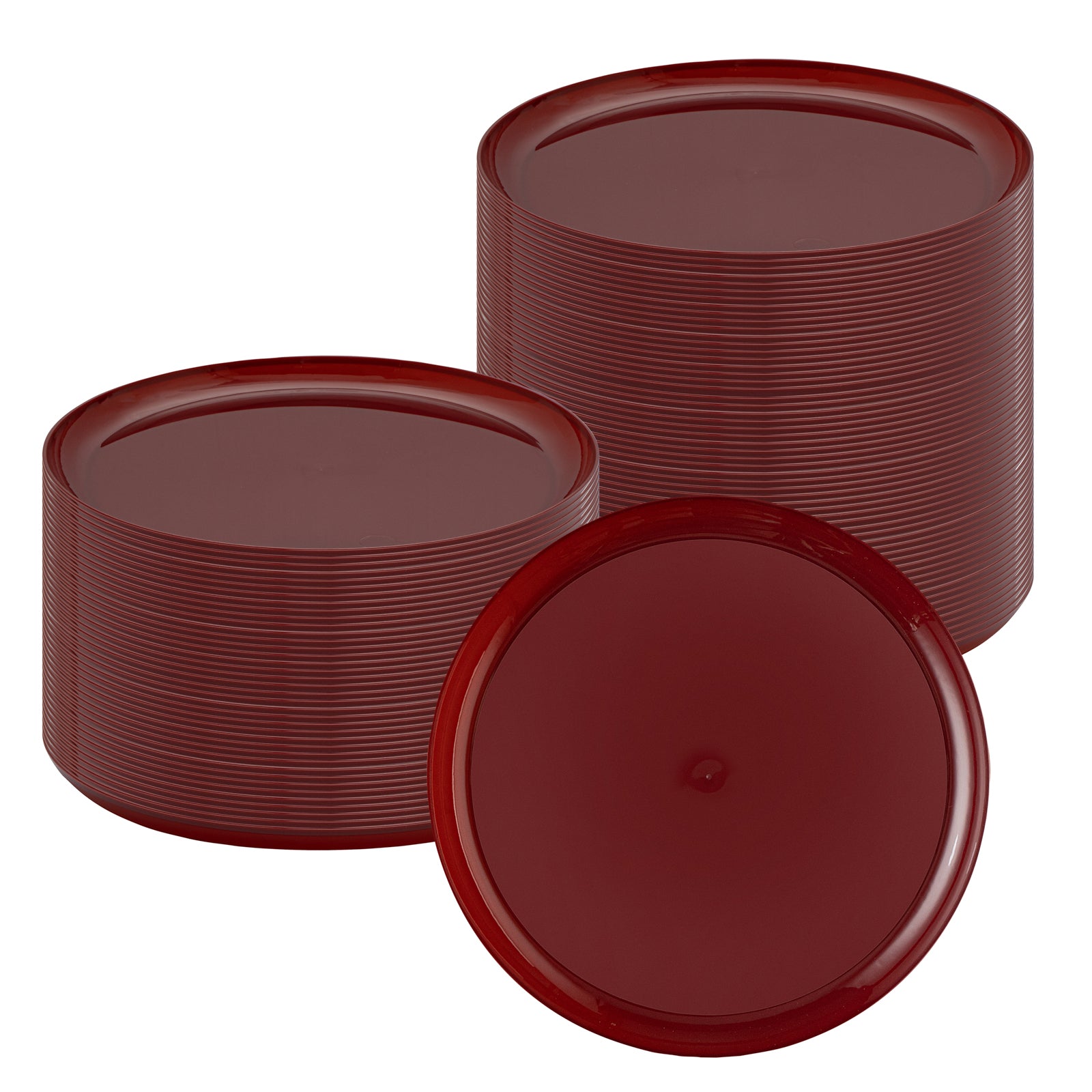 Moderna Round Burgundy Plastic Plate - 10 3/4" x 10 3/4" x 1/2" - 200 count box