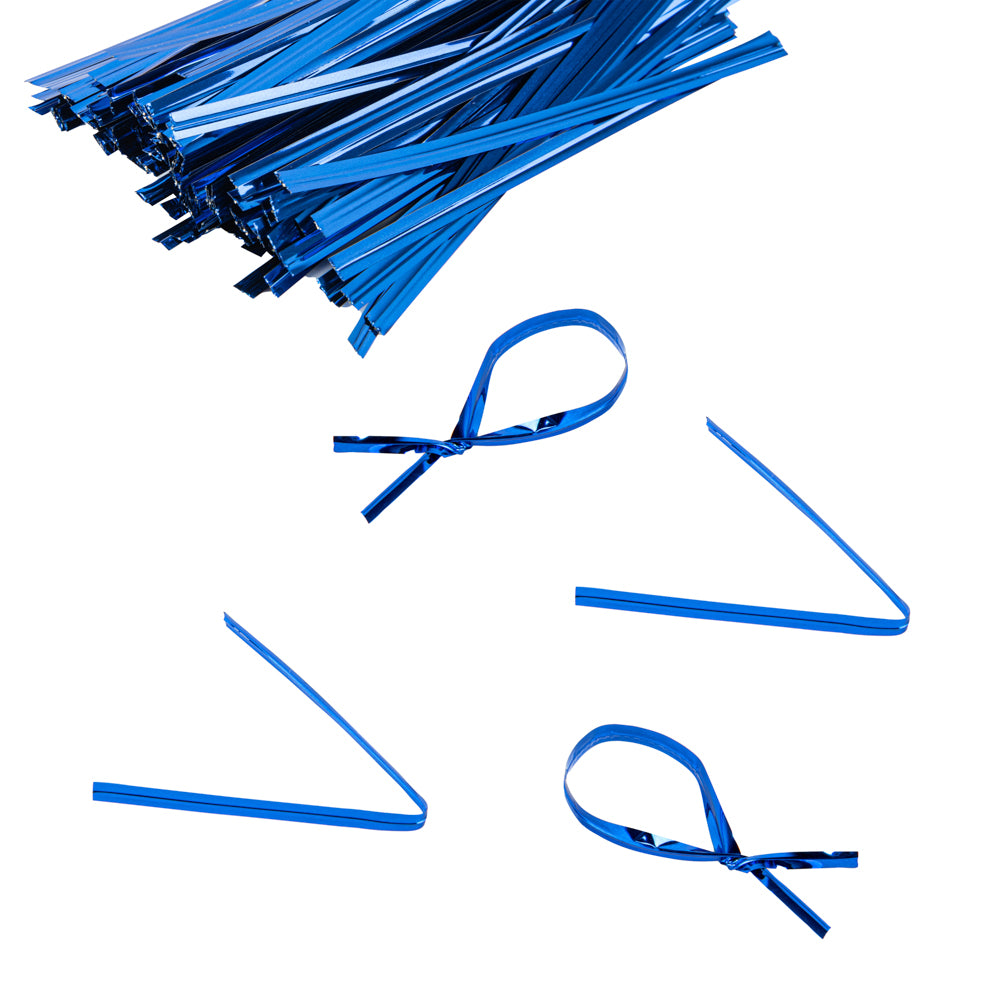 Bag Tek Blue Metallic Twist Tie / Bag Tie - 4" - 500 count box