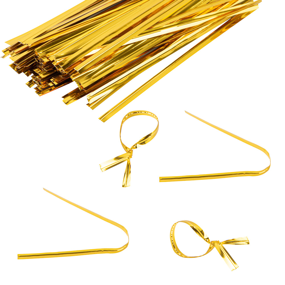 Bag Tek Gold Metallic Twist Tie / Bag Tie - 4" - 500 count box