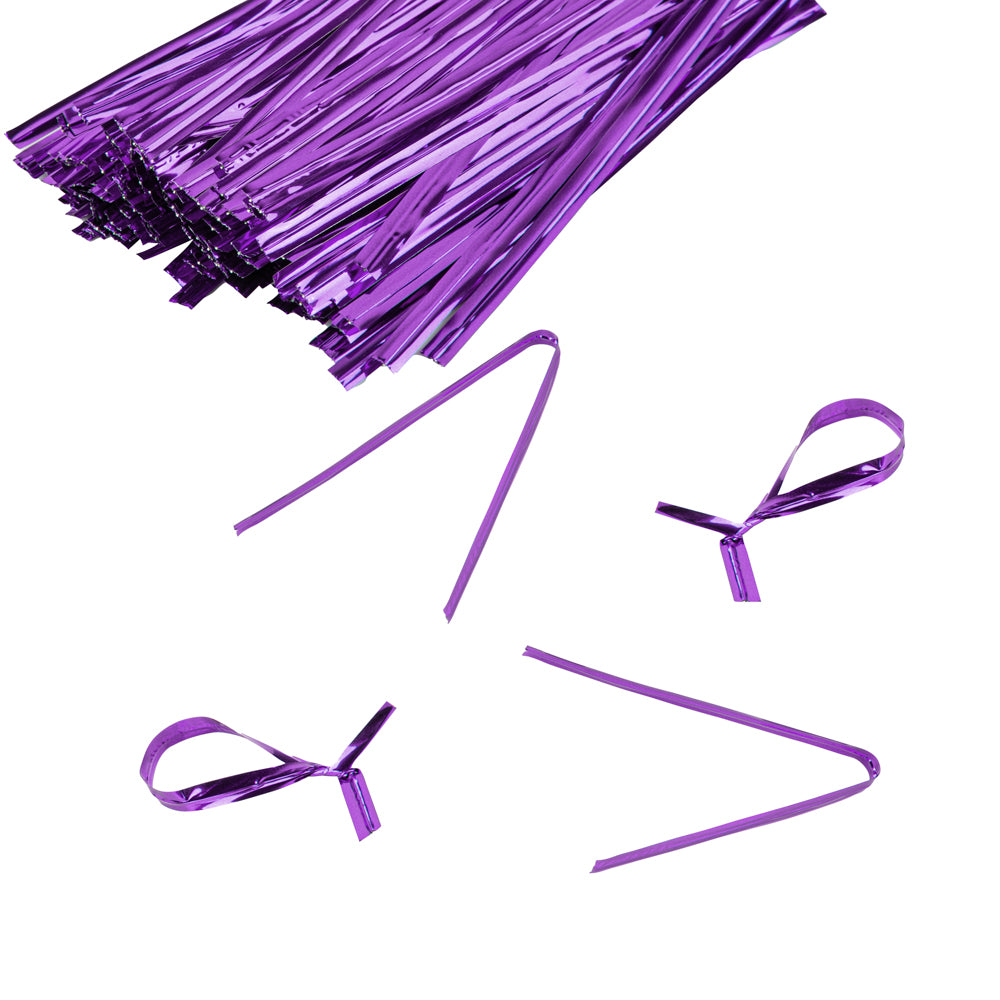 Bag Tek Purple Metallic Twist Tie / Bag Tie - 4" - 500 count box