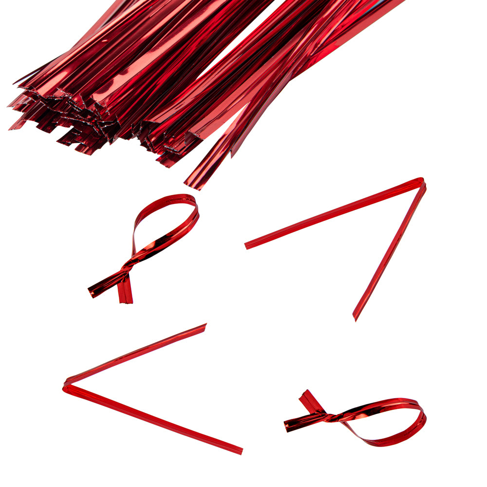 Bag Tek Red Metallic Twist Tie / Bag Tie - 4" - 500 count box