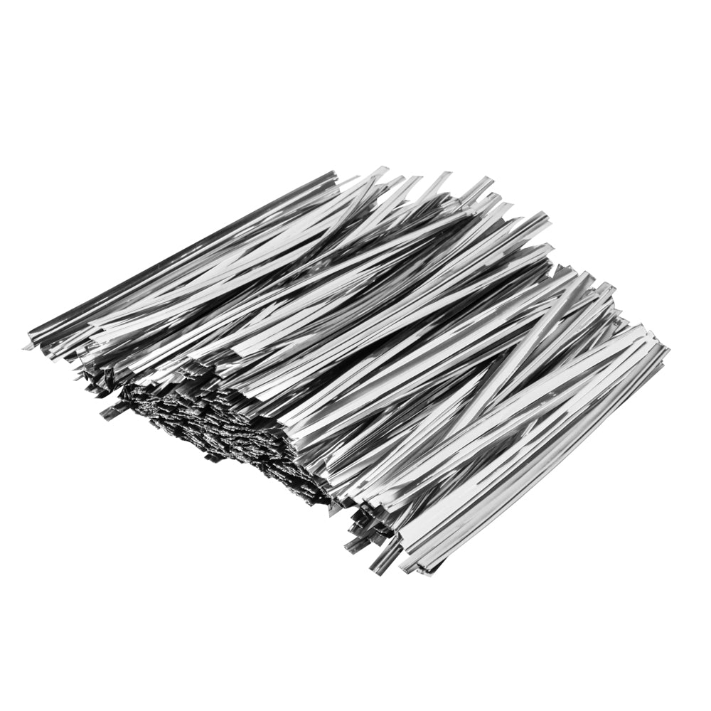 Bag Tek Silver Metallic Twist Tie / Bag Tie - 4" - 500 count box