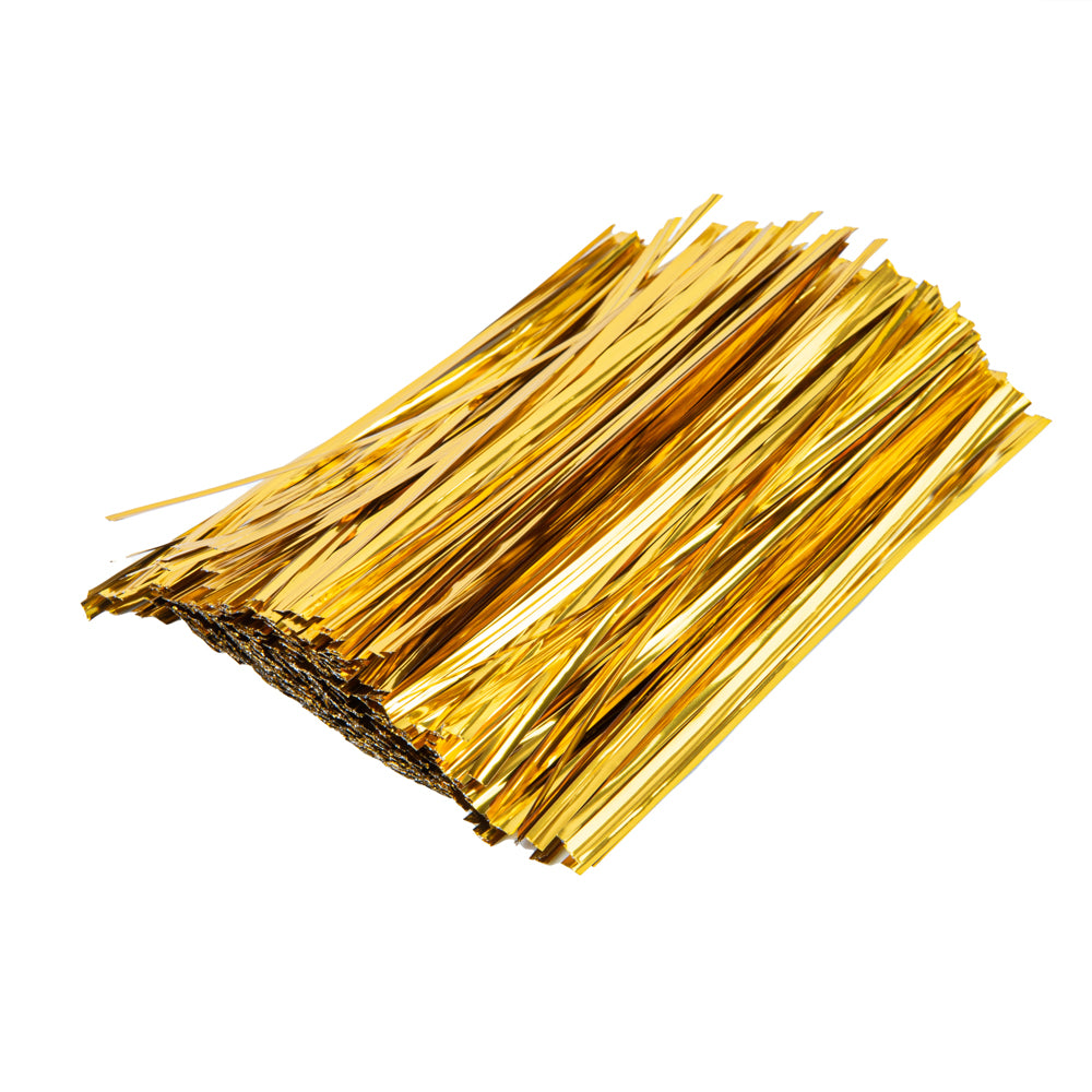 Bag Tek Gold Metallic Twist Tie / Bag Tie - 6" - 500 count box