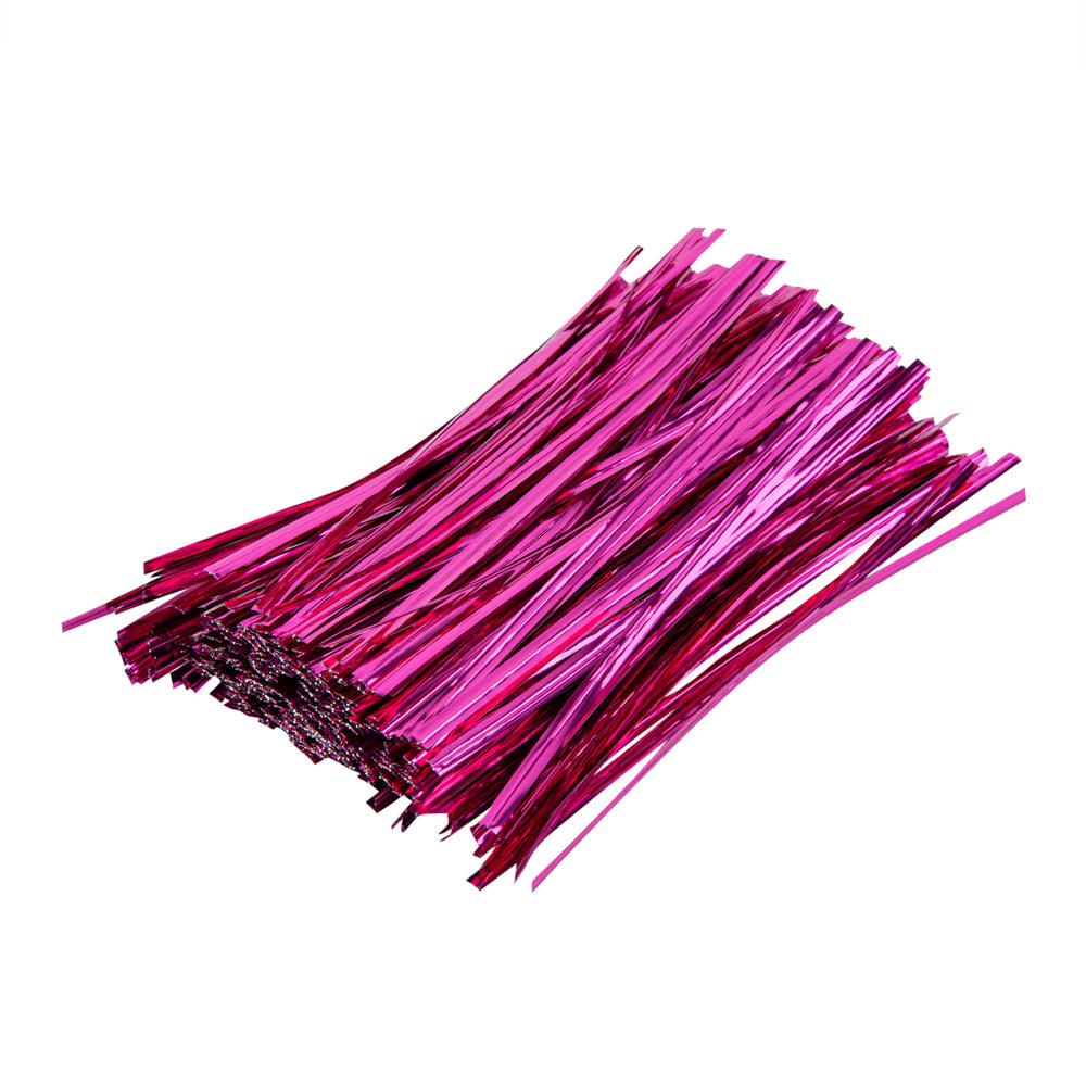 Bag Tek Pink Metallic Twist Tie / Bag Tie - 6" - 500 count box