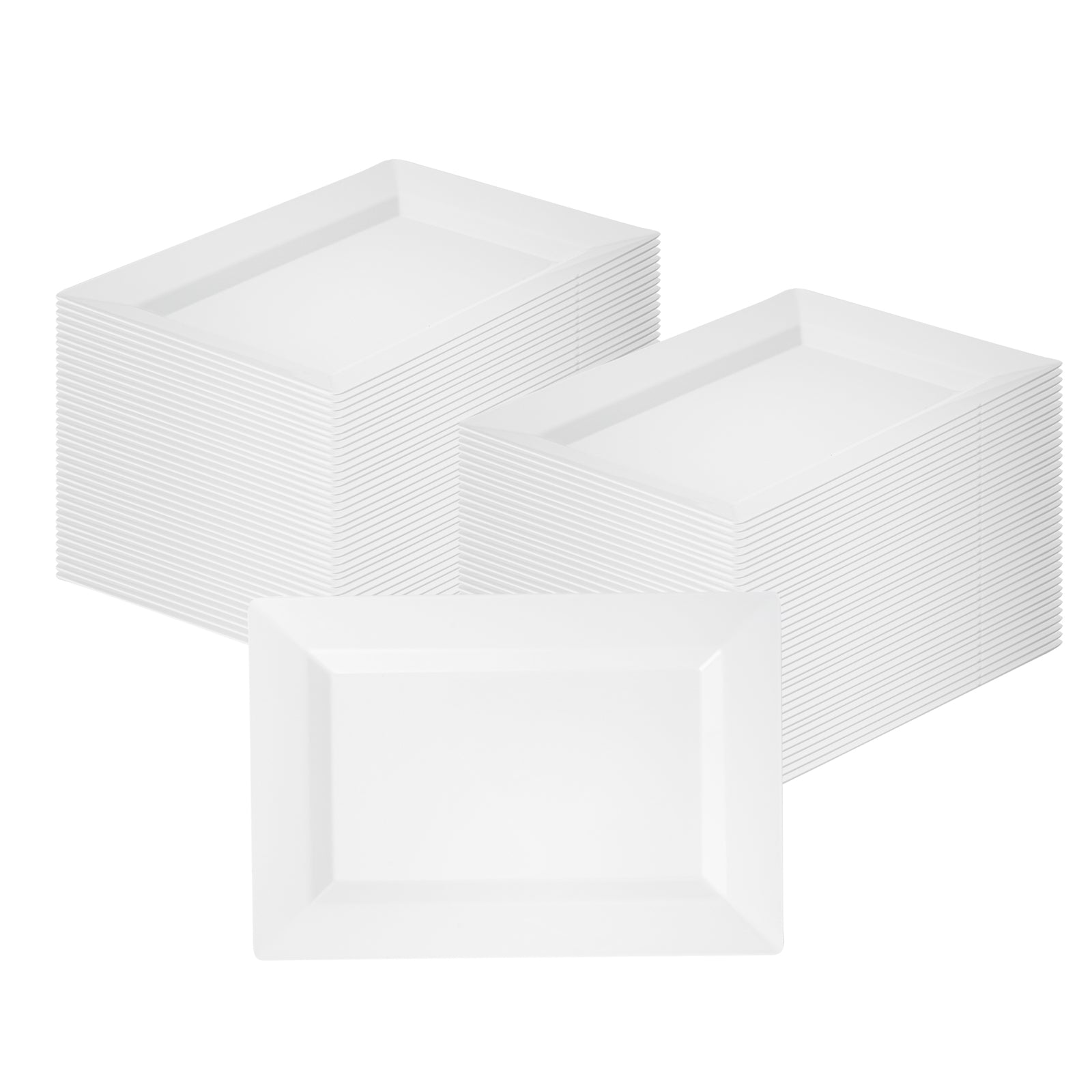 Moderna Rectangle White Plastic Plate - 7 1/2" x 5 1/4" x 1/2" - 100 count box