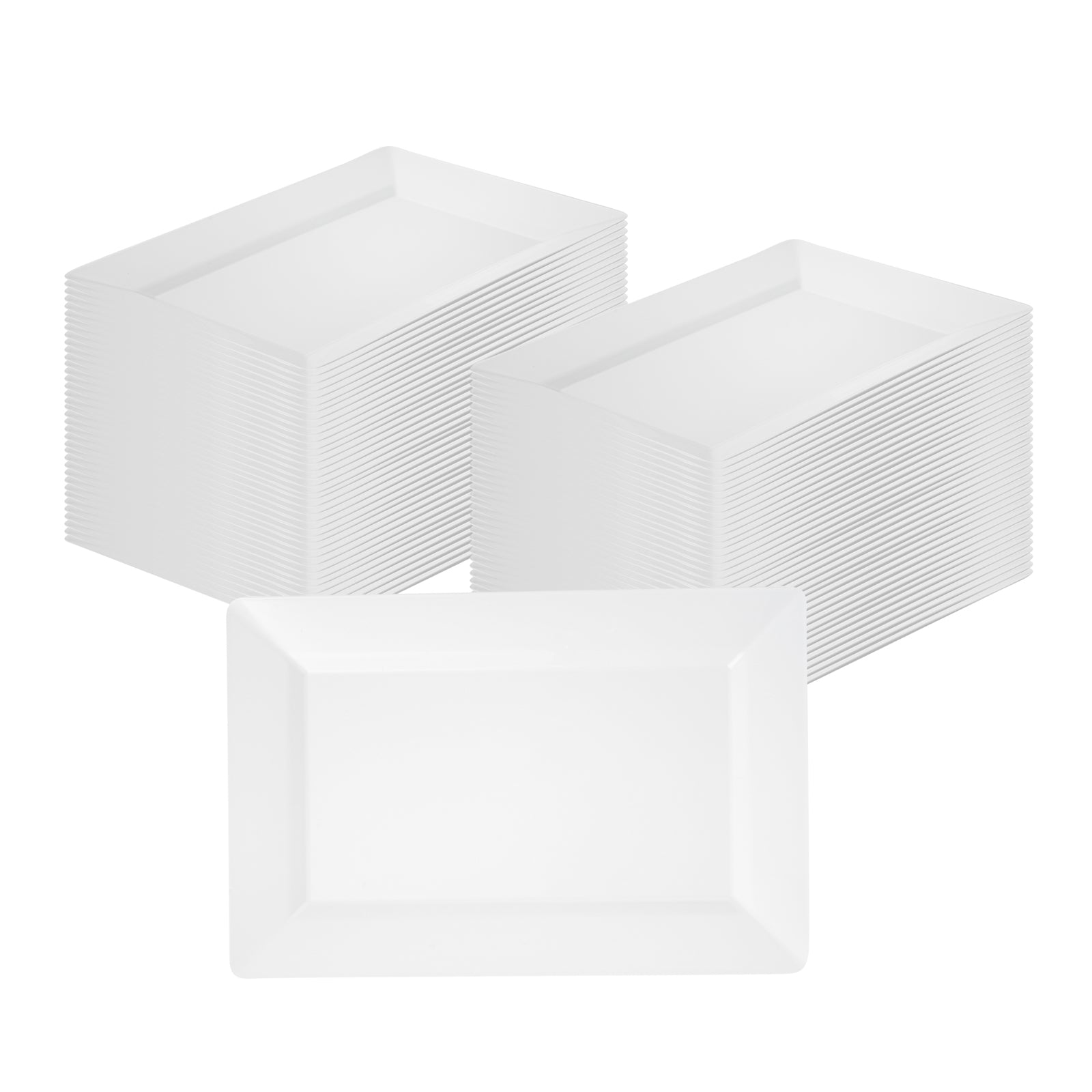 Moderna Rectangle White Plastic Plate - 9 1/2" x 6 1/4" x 1/2" - 100 count box