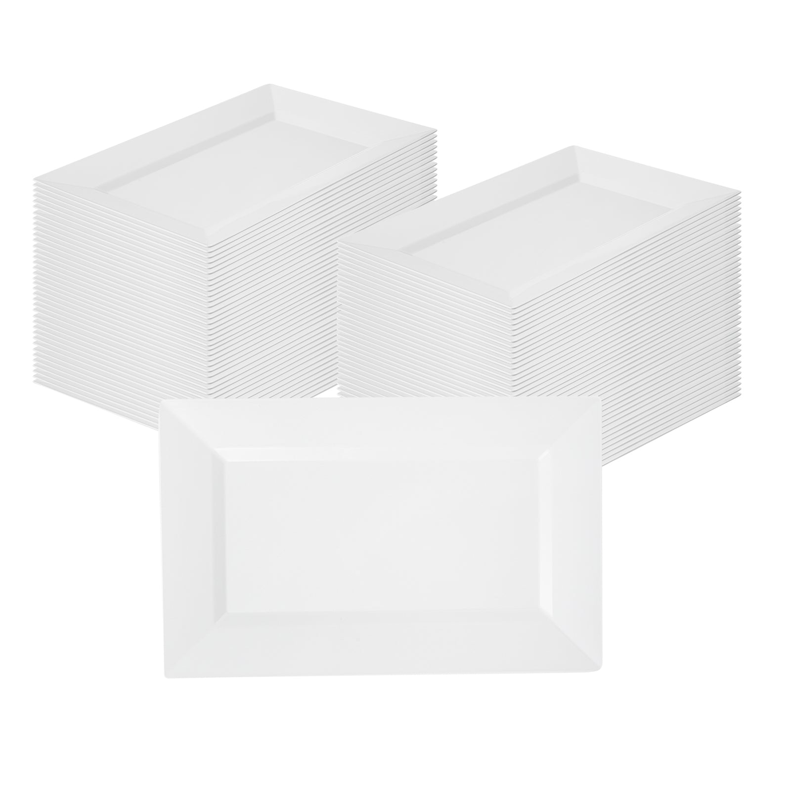 Moderna Rectangle White Plastic Plate - 11 1/2" x 7 1/4" x 3/4" - 100 count box