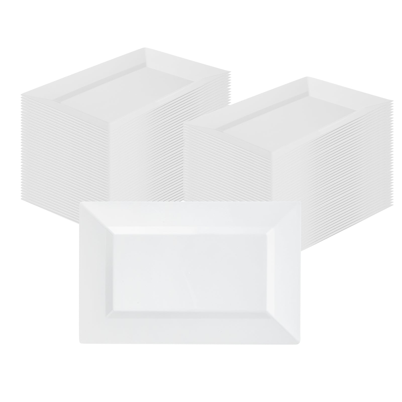 Moderna Rectangle White Plastic Plate - 12 3/4" x 8 1/4" x 3/4" - 100 count box