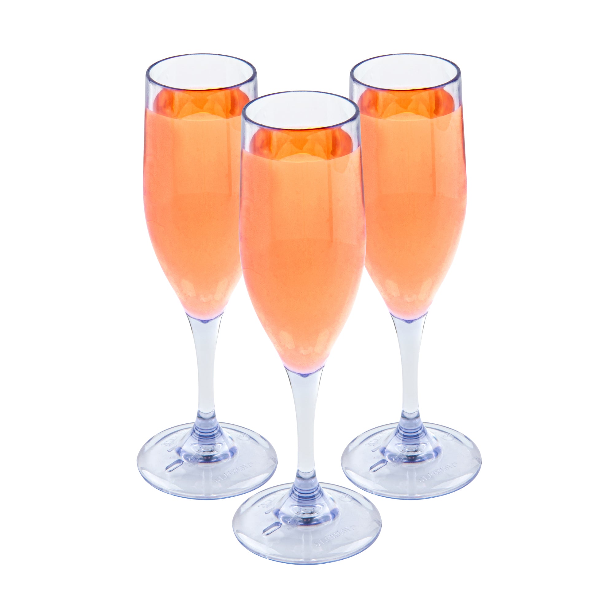 Bev Tek 6 oz Clear SAN Plastic Champagne Flute - 2" x 2" x 8" - 50 count box