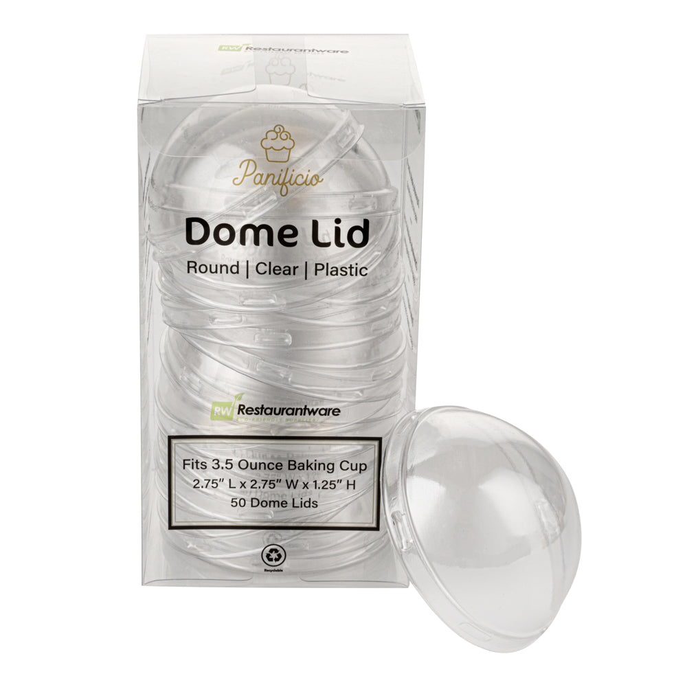 Panificio Round Clear Plastic Dome Lid - Fits 3.5 oz Foil Paper Baking Cup - 2 3/4" x 2 3/4" x 1 1/4" - 500 count box