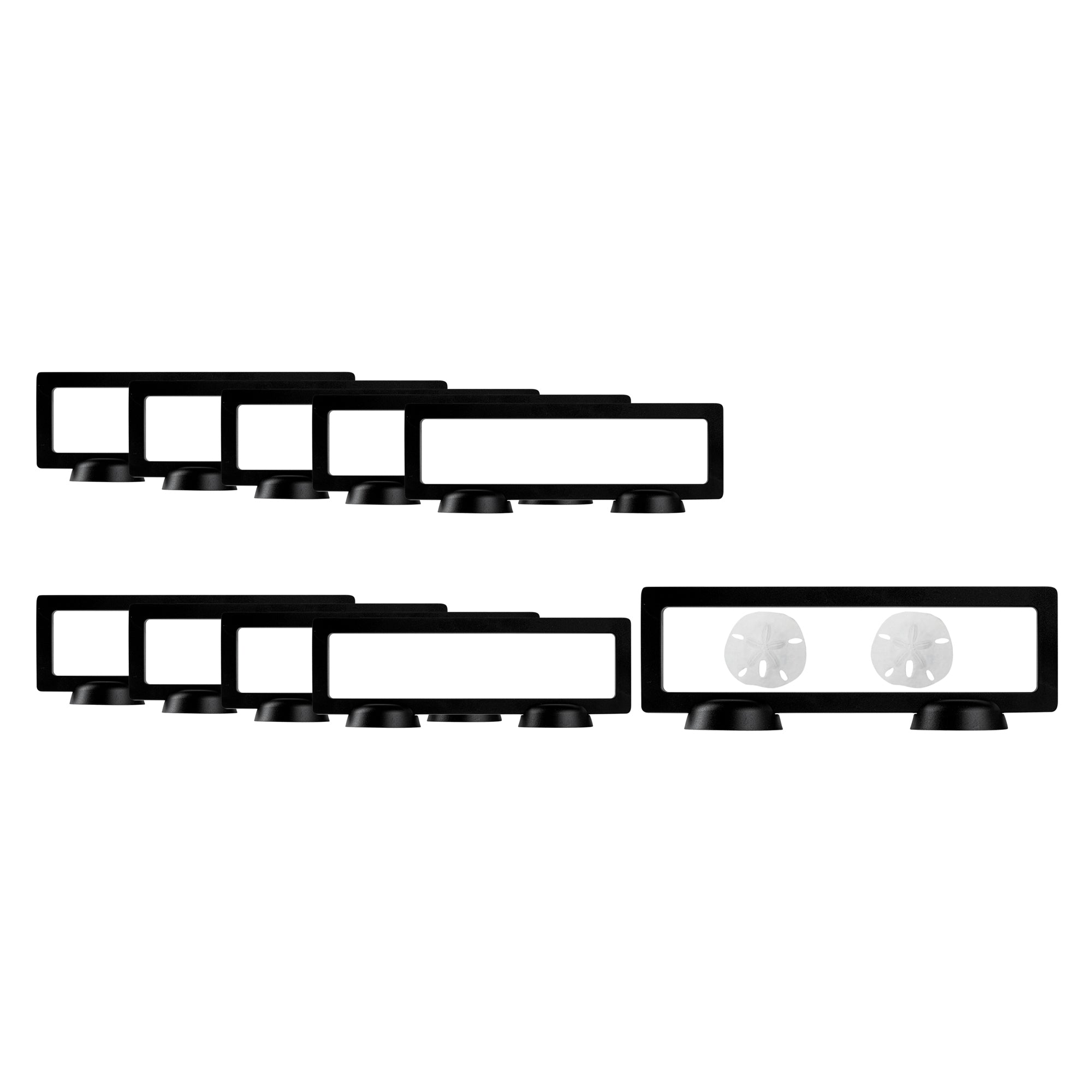 Display Tek Rectangle Black Plastic 3D Floating Display Case - 9" x 2 3/4" x 3/4" - 10 count box