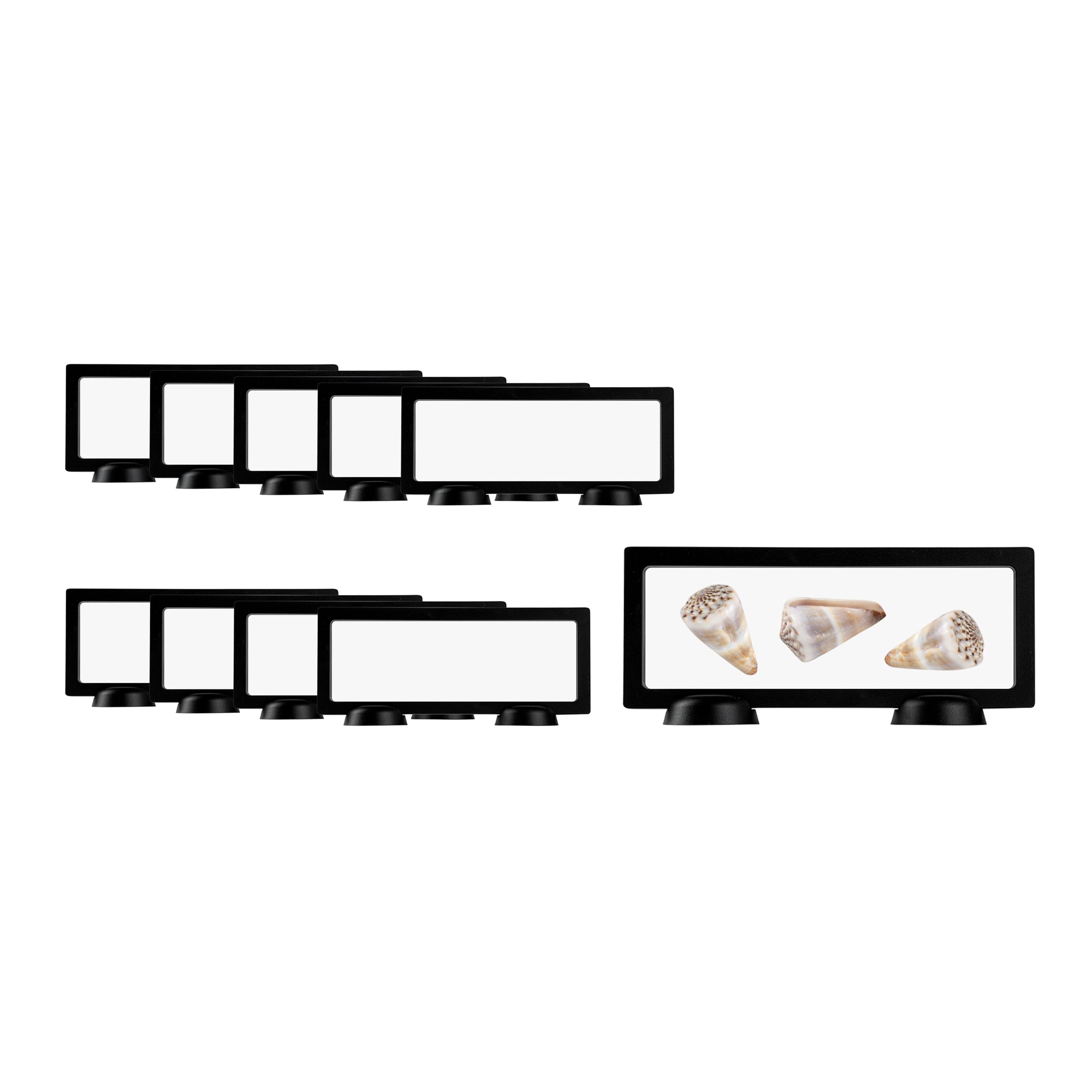 Display Tek Rectangle Black Plastic 3D Floating Display Case - 9" x 3 1/2" x 3/4" - 10 count box