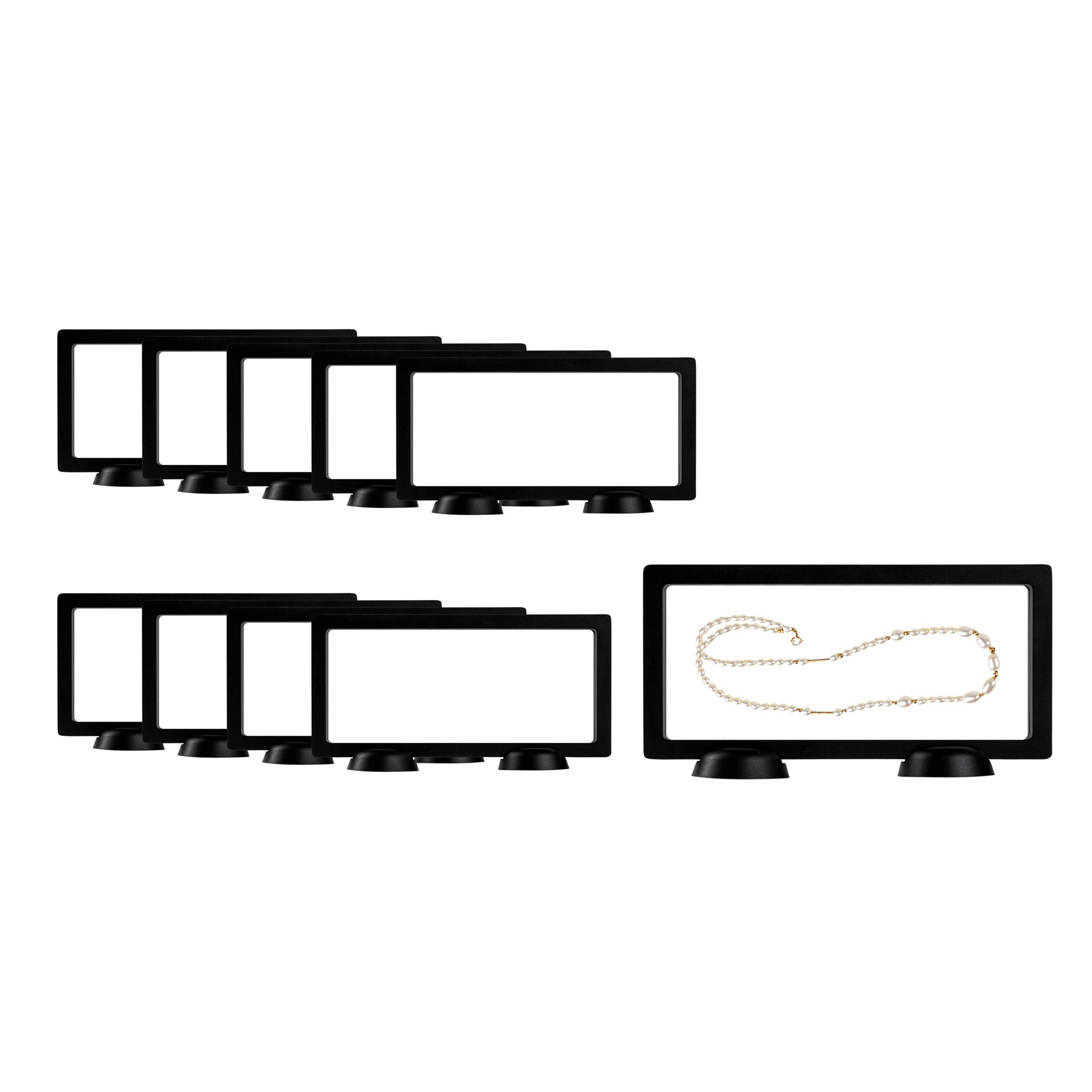 Display Tek Rectangle Black Plastic 3D Floating Display Case - 9" x 4 1/4" x 3/4" - 10 count box