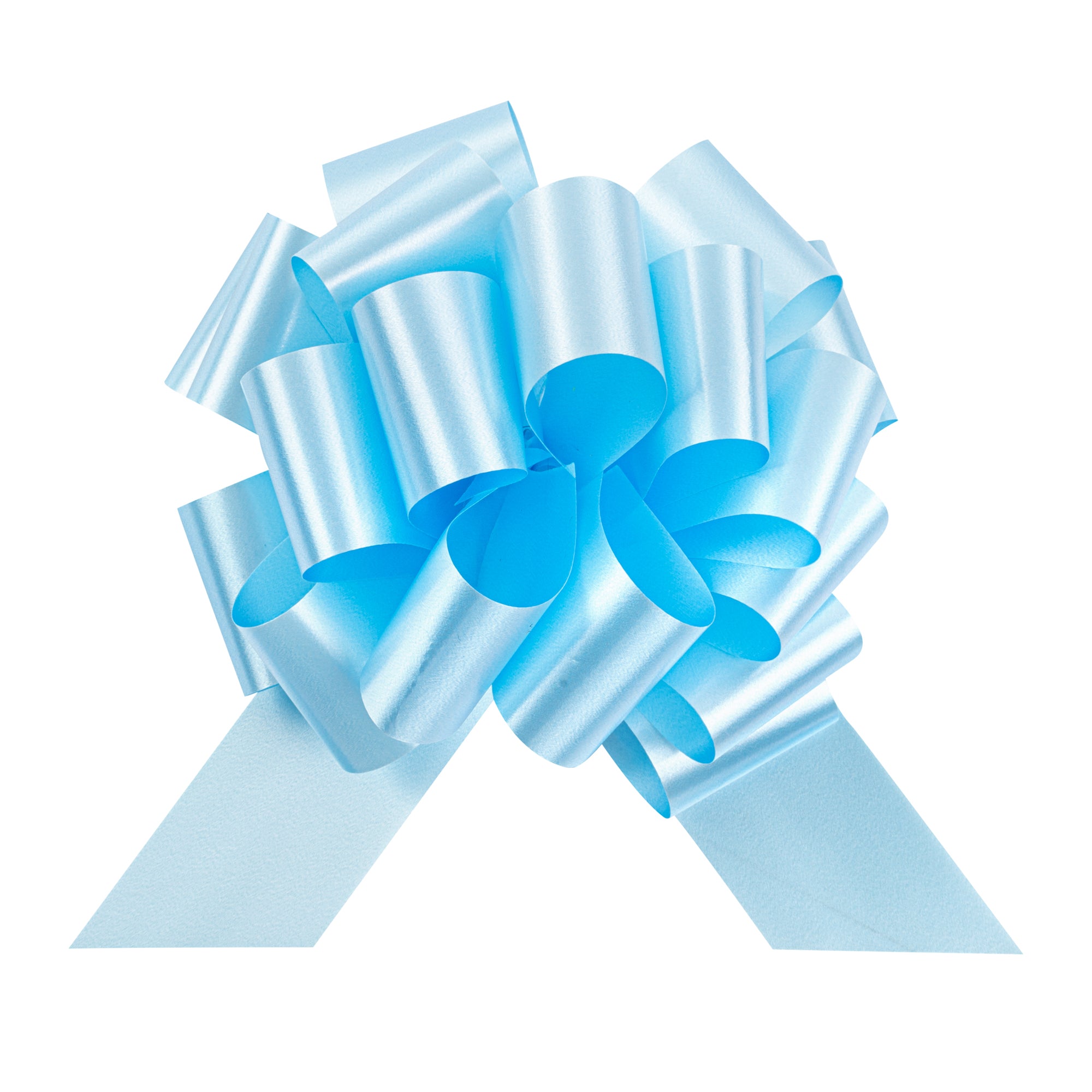 Gift Tek Light Blue Plastic Flora Satin Pull Bow - 5 1/2" - 1000 count box