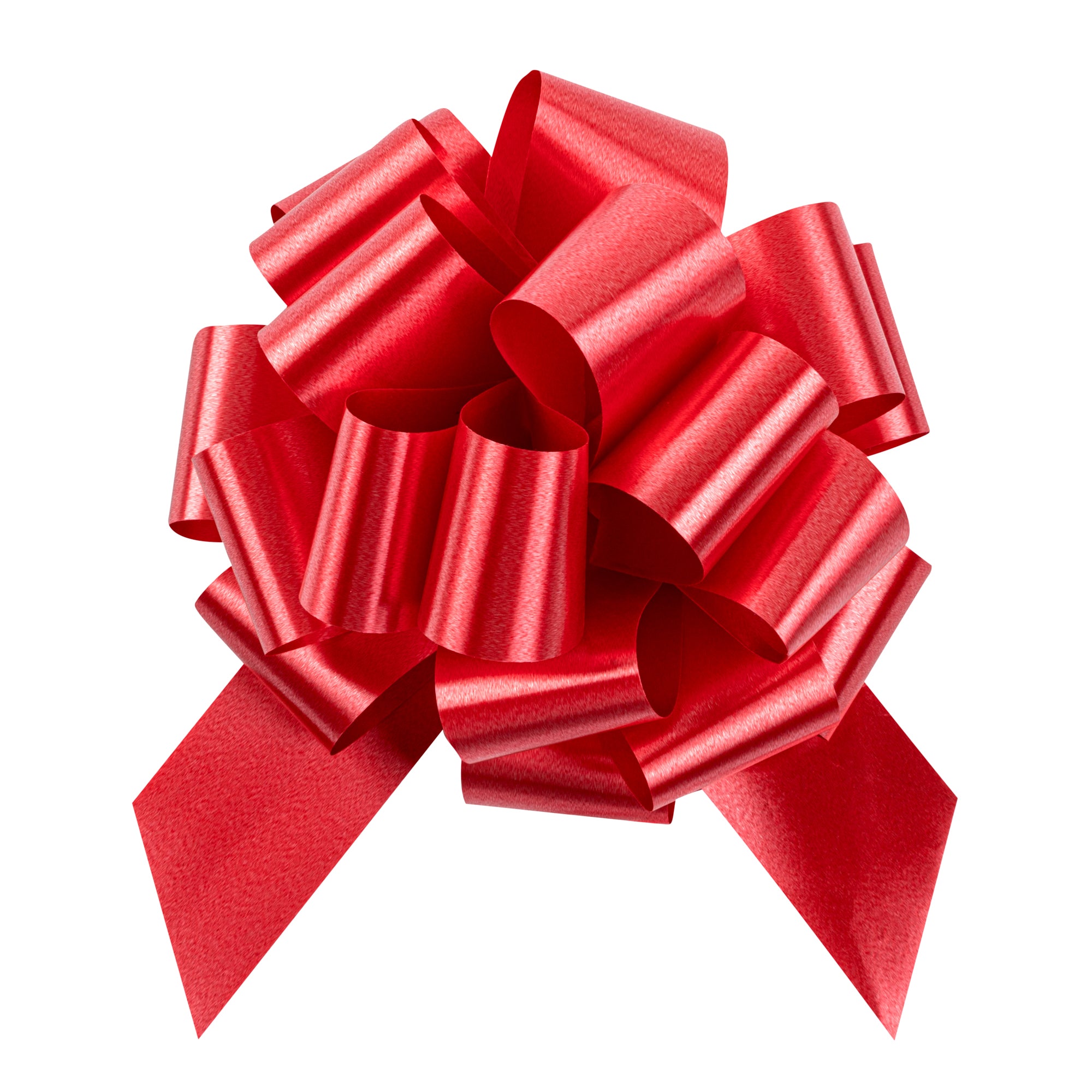 Gift Tek Red Plastic Flora Satin Pull Bow - 5 1/2" - 1000 count box