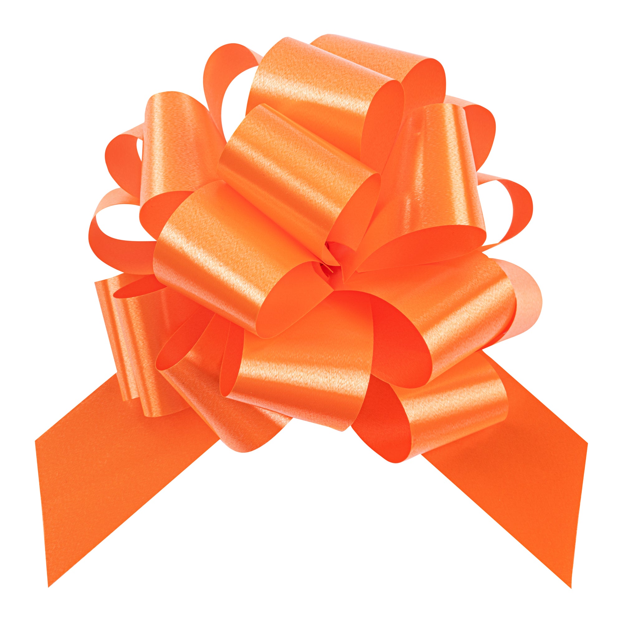 Gift Tek Orange Plastic Flora Satin Pull Bow - 5 1/2" - 1000 count box