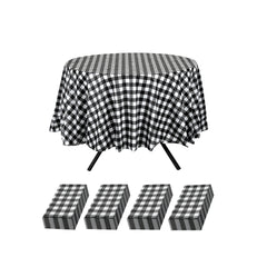 Table Tek Round Black Gingham Plastic Table Cover - 84