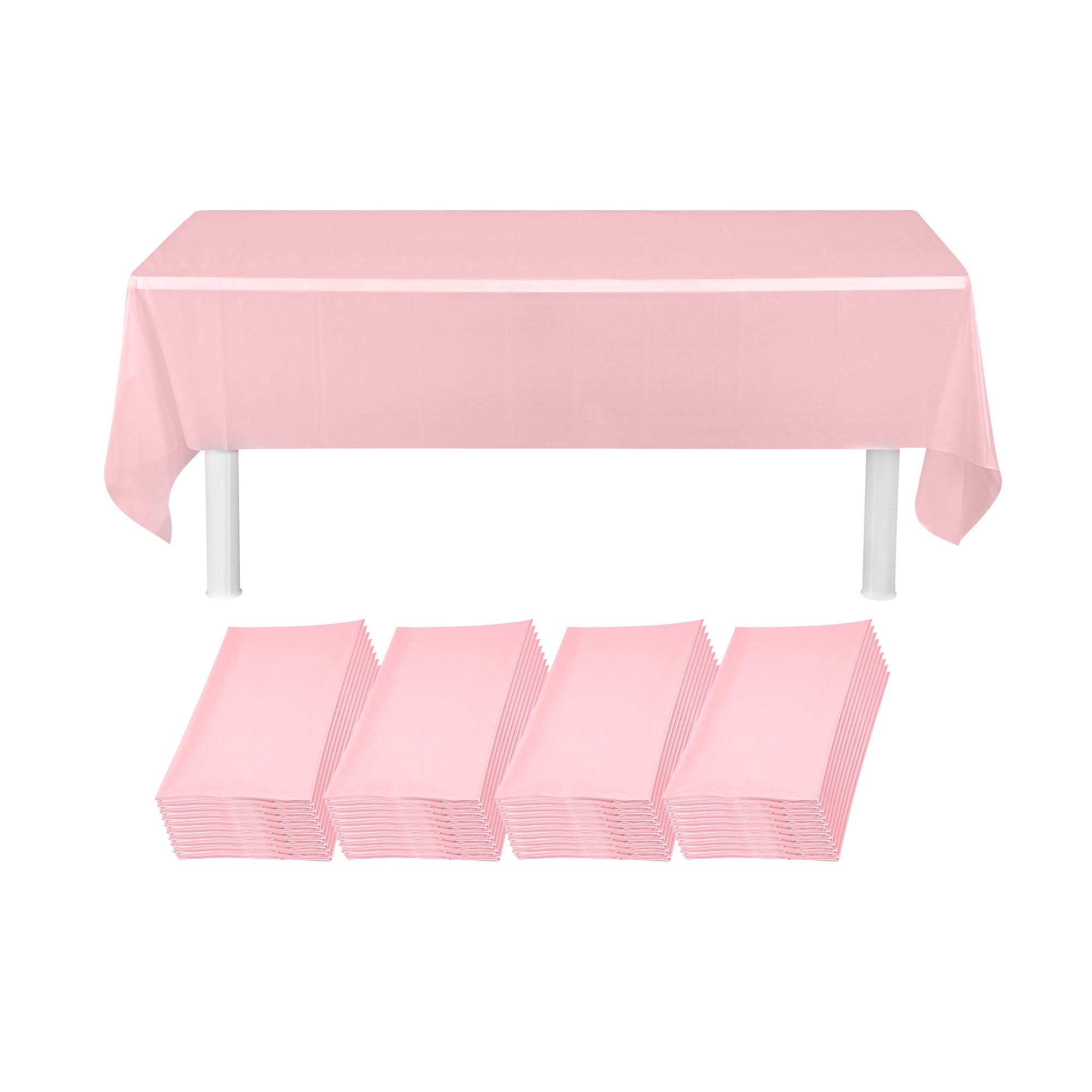 Table Tek Rectangle Pink Plastic Table Cover - 108" x 54" - 20 count box