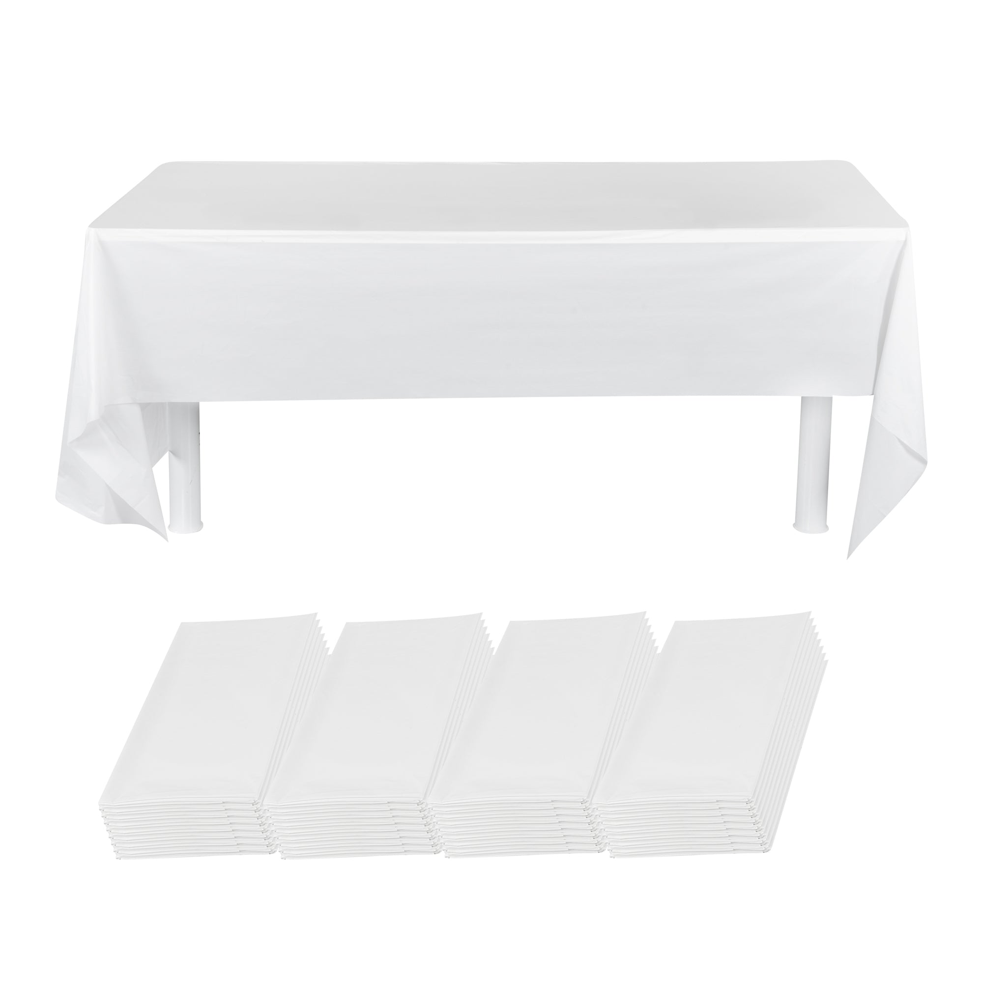 Table Tek Rectangle White Plastic Table Cover - 108" x 54" - 20 count box