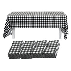 Table Tek Rectangle Gingham Black Plastic Table Cover - 108